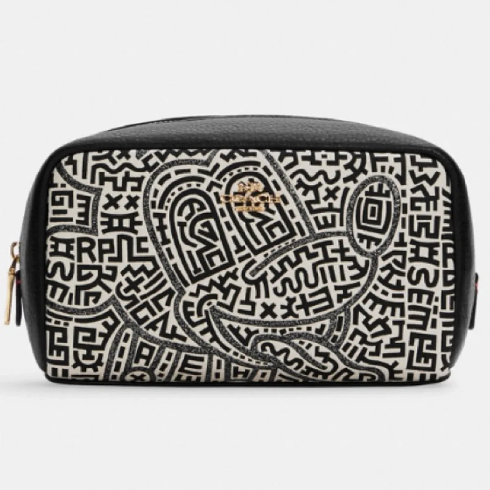 RARE Nwot Coach Disney Mickey Mouse X Keith Haring Boxy Cosmetic Case C7436